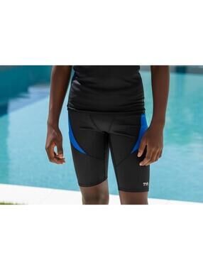 TYR Men's Hexa Curve Splice Jammer Swimsuit Shorts Black Blue Size 36 Large
